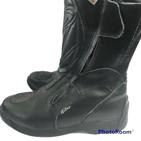 VEGA Nitro Double Zipper Moto Leather Touring Boots Black Calf Height size 8 main image 5